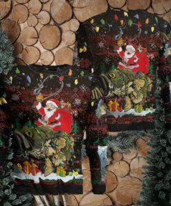 Santa Riding Bass Fish Ugly Christmas Sweater For Men & Women