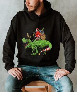 Santa Riding Dinosaur T Rex Christmas Boys Men Xmas Squad Shirt