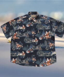 Santa Riding Harley Motorcycle Christmas Hawaiian Shirt