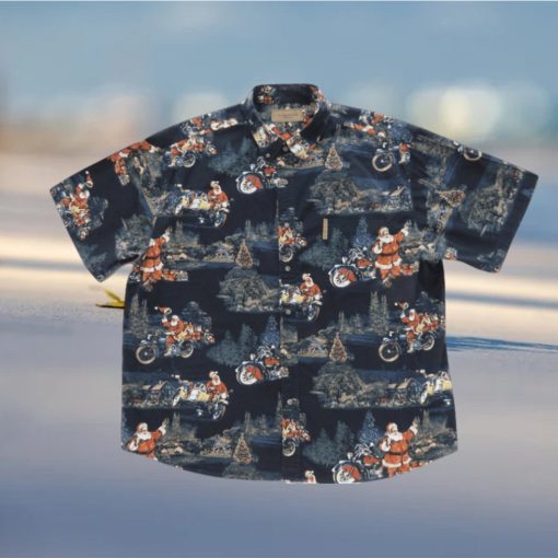 Santa Riding Harley Motorcycle Christmas Hawaiian Shirt