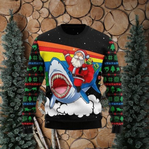 Santa Riding Shark Ugly Sweater For Woman