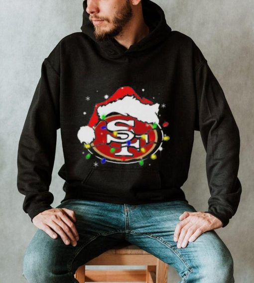 Santa San Francisco 49ers Logo Lights Christmas Shirt