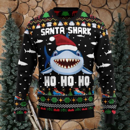 Santa Shark Ho Ho Ho Ugly Christmas Sweater Thankgiving Gift Men Women