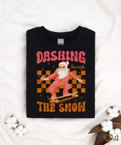 Santa Skateboard dashing through the snow Christmas shirt