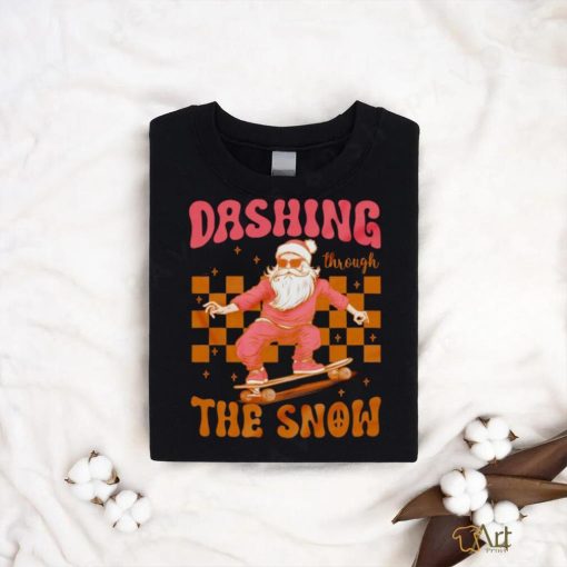 Santa Skateboard dashing through the snow Christmas shirt