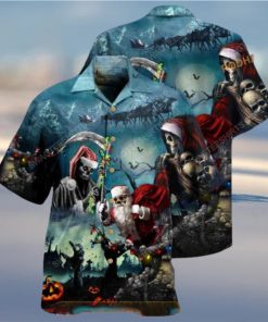 Santa Skull Festive Hawaiian Print, Funny Christmas Gift