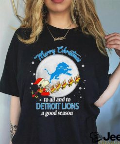 Santa Snoopy & Woodstock Reindeer Merry Christmas To All And To Detroit Lions A Good Season Shirt