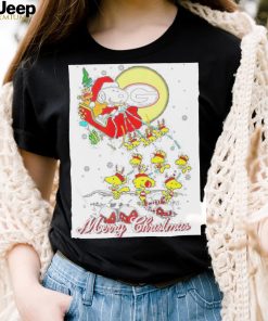 Santa Snoopy Woodstock Riding Reindeers Georgia Bulldogs Merry Christmas Shirt