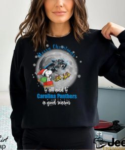 Santa Snoopy merry christmas to all and to Carolina Panthers a good season shirt