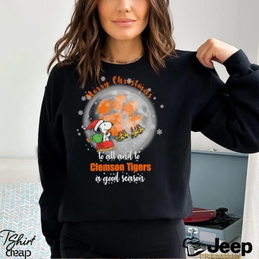 Santa Snoopy merry christmas to all and to Clemson Tigers a good season shirt