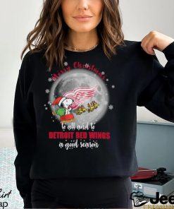 Santa Snoopy merry christmas to all and to Detroit Red Wings a good season shirt