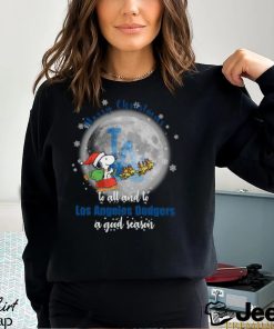 Santa Snoopy merry christmas to all and to Los Angeles Dodgers a good season shirt