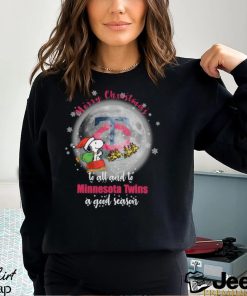 Santa Snoopy merry christmas to all and to Minnesota Twins a good season shirt