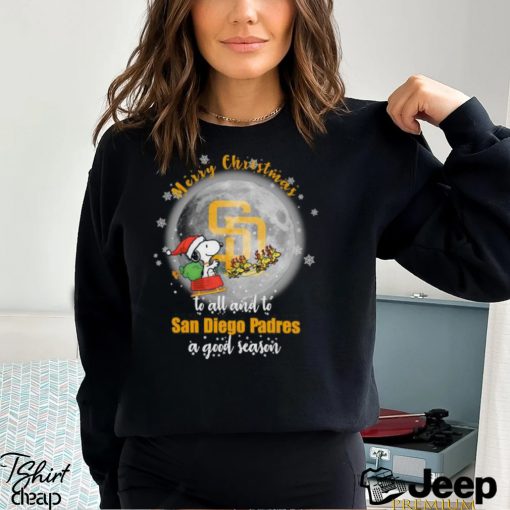 Santa Snoopy merry christmas to all and to San Diego Padres a good season shirt