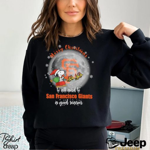 Santa Snoopy merry christmas to all and to San Francisco Giants a good season shirt