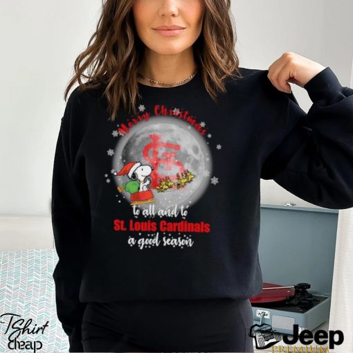 Santa Snoopy merry christmas to all and to St. Louis Cardinals a good season shirt