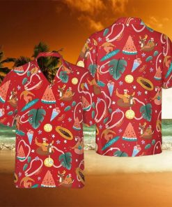 Santa Surfing Pattern Hawaiian Shirt Christmas Ideas Red Button Up Shirt Summer Themed Gifts