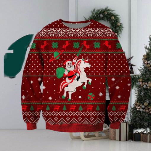 Santa Unicorn Knitting Pattern 3D Print Ugly Christmas Sweater Perfect Holiday Gift