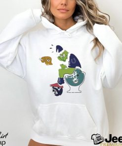 Santa grinch Indianapolis colts shit on miamI dolphins toilet and england Patriots helmet Christmas shirt