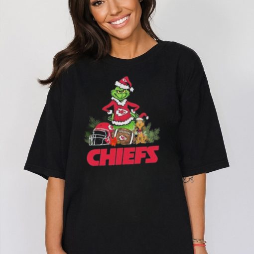 Santa grinch and Dog Kansas City Chiefs christmas Tshirt