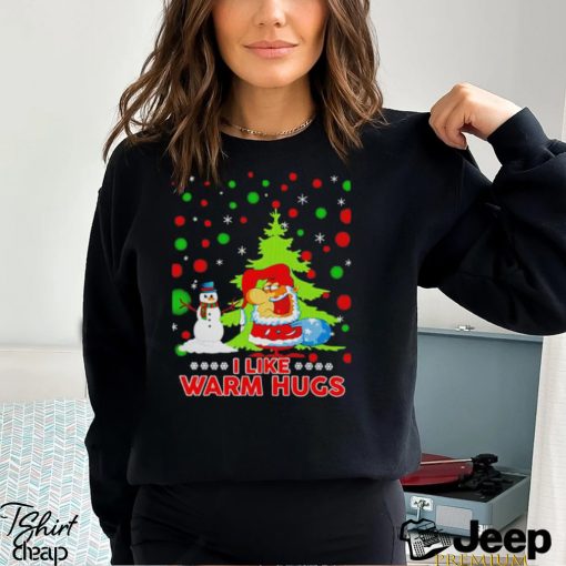 Santan Snowman I like warm hugs Christmas shirt