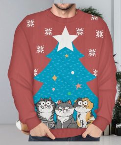 Santa's Favorite Cat Mom Dad Christmas Gift For Cat Lovers Personalized Unisex Ugly Sweater