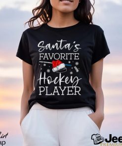 Santa's Favorite Hockey Player Funny Pajama Christmas T Shirt