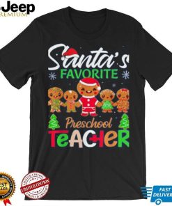 Santa's Favorite Preschool Teacher Funny Christmas Lights Unisex Shirt