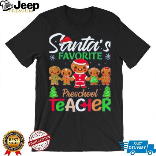 Santa’s Favorite Preschool Teacher Funny Christmas Lights Unisex Shirt