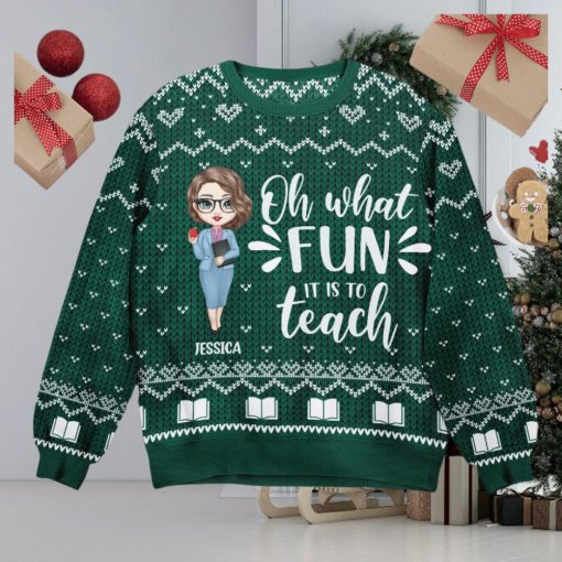 Santa’s Favorite Teacher   Personalized Ugly Sweater   Christmas, Birthday, Funny Gift For Teacher