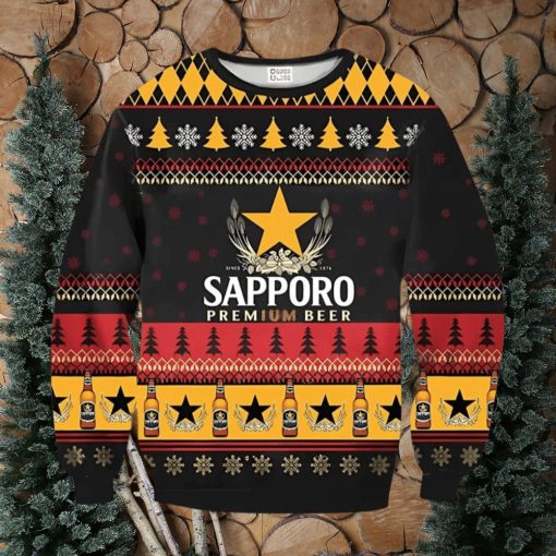 Sapporo Beer Ugly Christmas Sweater, Gift for Christmas Holiday