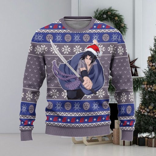 Sasuke Rinnegan Ugly Christmas Sweater, Naruto Anime Xmas Gift, Custom Ugly Christmas Sweater