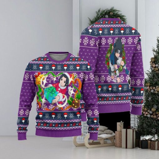 Sasuke Ugly Christmas Sweater, Naruto Anime Xmas Gift, Custom Ugly Christmas Sweater