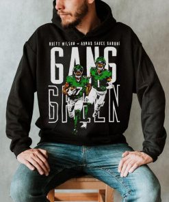 Sauce Gardner and Garrett Wilson New York J Gang Green shirt