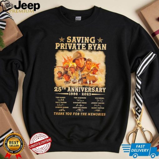 Saving Private Ryan 25th anniversary 1998 2023 thank you for the memories signatures shirt