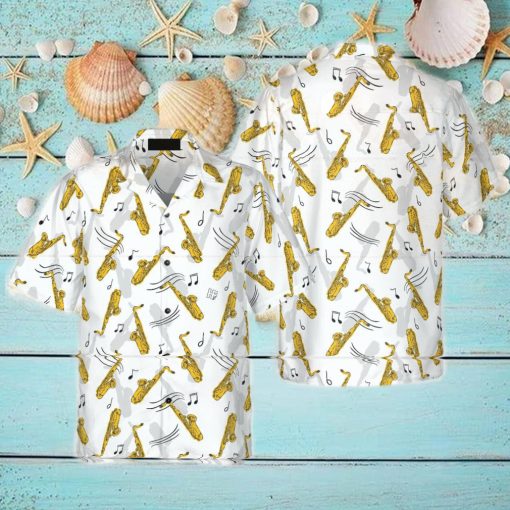 Saxophone Seamless Pattern Hawaiian Shirt Idea Summer Gift For Men And Women