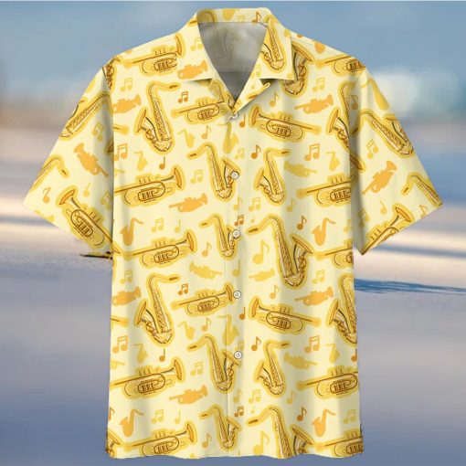 Saxophone Yellow Nice Design Unisex Hawaiian Shirt