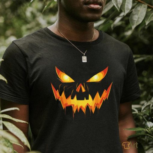 Scary Spooky Jack O Lantern Face Pumpkin Men Boys Halloween T Shirt