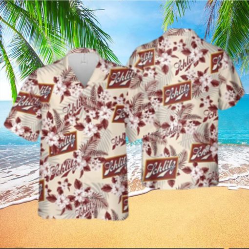 Schlitz Beer Flower Pattern Hawaiian Shirt