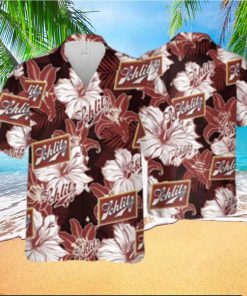 Schlitz Beer Tropical Flower Pattern Hawaiian Shirt