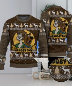 Scooby Doo And Shaggy Brown Reindeer Pattern Holiday Sweater