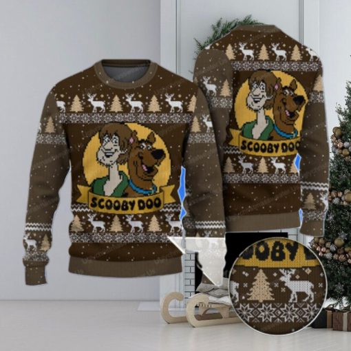 Scooby Doo And Shaggy Brown Reindeer Pattern Holiday Sweater