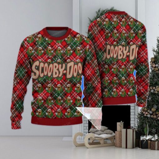 Scooby Doo Logo Caro Red And Green Pattern Ugly Sweater