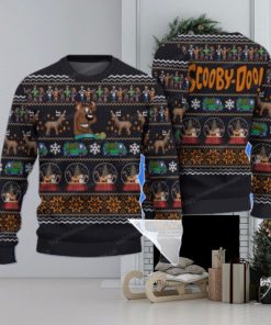 Scooby Doo With Snowman Sleigh Deer Car Pattern Xmas Sweaters