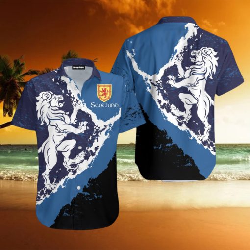 Scottish Lion Blue Aloha Hawaiian Shirts For Men And Women