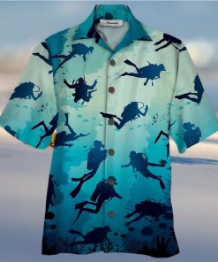 Scuba Diving Blue High Quality Unisex Hawaiian Shirt