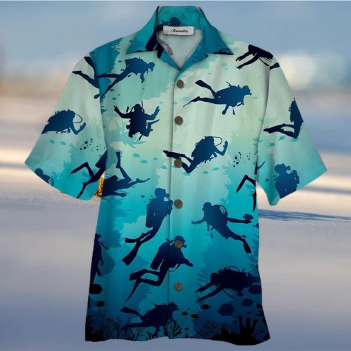 Scuba Diving Blue High Quality Unisex Hawaiian Shirt