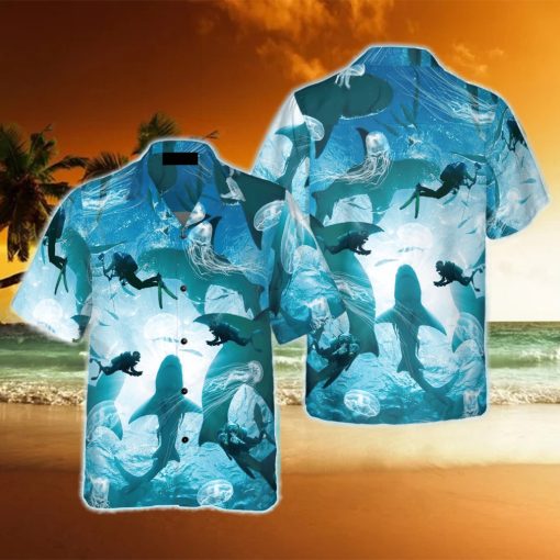 Scuba Diving With Sharks Hawaiian Shirt Idea Summer Gift For Men And Women