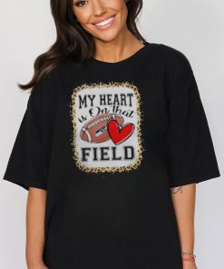 Seahawks Bleached My Heart Is On That Field Football Mom Leopard Shirt