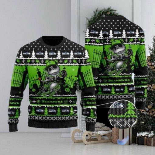 Seahawks Jack Skellington Halloween Knitted Ugly Christmas Sweater